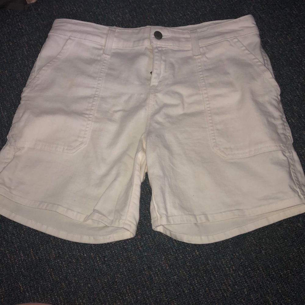 Vince white denim Bermuda shorts